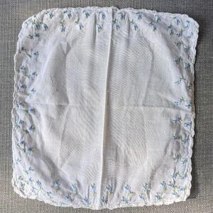 Pair Of Hankies With Blue Flower Embroidery